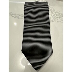 Dion MCMMLXXXIX Italian Silk Hand Tailored Wide Tie Black White  Pin Stripe VTG